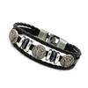 Pulseira de exportação atacado corda de couro trançada com contas três acessórios de liga pulseira de couro masculina ornamentos de mão japoneses e coreanos