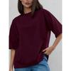 Camiseta de Algodón Puro de Largo Medio y Manga Corta para Mujer Verano Nuevo Estilo Europeo y Americano Holgado y Versátil Top Cruzado de Color Puro Ins