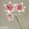 Flores Artificiais com 3 Cabeças, Lírios de Seda, Mini Lírios Impressos em 3D, Decoração para Salão de Casamento, Parede de Flores, Flores Artificiais, Adereços para Fotografia