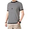 Xia Xin - Camiseta de manga corta para hombre, estilo informal, ligero, maduro, a rayas, de moda, ajustada, de seda, talla grande