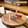 Vidro Café Pequeno Leite Alça de Madeira Jarra de Leite Mini Condimento Molho Condimento Ferramenta Concentrada Balança de Extração Copo Medidor
