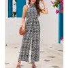 Foto Real de Macacão Europeu e Americano de Gola Halter Cintura Marcada de Venda Transfronteiriça Verão 2023 Boêmio Férias Casual Calça Wide Leg Roupa Feminina