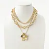 Cadena de Perlas Oceánicas de Venta Caliente Transfronteriza Europea y Americana Cadena para Clavícula de Mujer Colgante de Estrella de Mar y Concha Collar Multicapa Apilable Venta al por Mayor