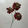 Flores artificiais de clematis de três cabeças estilo europeu, decorações de casamento, arranjos de corredor, expositores de chão, decoração de hotel e casa, flores de seda