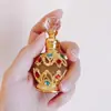 Garrafa vazia! Frasco de perfume retrô de alta qualidade, frasco de metal com aparência sofisticada para óleos essenciais, sub-frasco de perfume de Dubai com conta-gotas de vidro