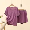Conjunto de 2 piezas de ropa de casa holgada de manga corta con estampado de estrellas, talla grande, estilo europeo y americano, pijama fino de verano transfronterizo