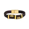 Moda Europeia e Americana Pulseira de Couro de Camada Dupla E-commerce Novo Estilo Escandinavo Pulseira de Couro com Padrão Retrô Masculino Pulseira