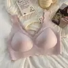 Borde de Onda Sin Costuras Moda Ajustado al Cuerpo Ropa Interior para Mujer Pecho Pequeño Push-Up Sin Aros Almohadillas Extraíbles Sujetador Deportivo para Mujer