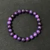 Pulsera Popular Transfronteriza Piedra Natural 8mm Ojo de Tigre Obsidiana Amatista Pulsera Elástica Hecha a Mano Mayoreo