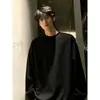 Camiseta Raglán de Cuello Redondo para Hombre Primavera y Otoño 2026, Peso Pesado, Corte Holgado, Color Sólido, Versátil, Casual, Básica Relajada de Manga Larga