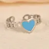 Anillo Abierto de Zirconia Chapado en Oro Moda Transfronteriza Aceite de Color que se Cae Diseño Creativo Joyería de Lujo Ligero Versátil para el Día a Día