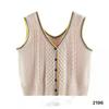 Camisola pequeña de punto trenzado con torsión de color contrastante para mujer, ropa exterior de moda ins, chaleco de estilo suave, camiseta sin mangas para verano