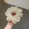 Goma para el Pelo de Malla con Volantes de Encaje y Perlas Estilo Hada Súper para Mujer, Accesorio para el Cabello Estilo Perezoso para Moño