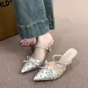 Nuevas Mules de Tacón Alto con Punta Aguda, Lunares y Moño, Estilo Francés de Verano 2026 para Mujer, de Deslizamiento, Moda Diaria
