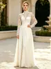 Vestido de noiva e de noite vintage francês novo, de manga comprida, corte justo, de renda, transfronteiriço europeu e americano, 2026