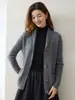 Cárdigan de punto de cachemira con trenzas en toda la prenda, para mujer, versátil, con cuello chal, mangas largas, corte holgado, tacto de alta gama francesa, chaqueta abotonada