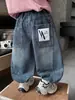 1432 Jeans para Niños Pantalones Forrados de Polar Otoño e Invierno Nuevo Estilo Coreano para Niños Acolchados de Terciopelo Pantalones Leggings