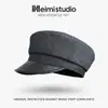 Otoño 2026 Nuevo Gorra de Boina de Cuero con Parches de Retazos Ala Corta Retro Gorra de Periodista Simple Casual para Viajar En Stock Venta al por Mayor