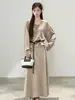 Top retro de otoño fino a rayas de estilo coreano con mangas largas combinado con un vestido tipo chaleco para mujer