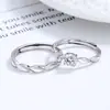 Anéis de Casal Mobius para Homens e Mulheres, um Par de Anéis Feitos de Prata Esterlina 925 com Zircônia, Anéis Abertos Ajustáveis, Joias de Nicho de Luxo Leve