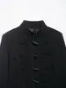 Para Artículo Exclusivo de Venta Caliente Transfronteriza Modelo Nuevo Primavera 2026 Nuevo Estilo Chino Elegante Chaqueta Negra de Manga Corta Botonada con Cuello Alto