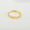 Anillo de apertura ajustable de cobre con incrustaciones de circonita, 26 letras del alfabeto inglés, joyería de moda de alto nivel y temperamento, para cruzar fronteras