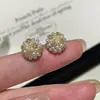 Brincos de Pérola Grão de Arroz com Bolas Redondas Pequenas Cravejadas de Diamantes, Estilo Francês de Luxo Leve, Brincos de Tarraxa Elegantes Coreanos para Mulheres