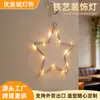 Decoración colgante de interior LED de estrella de cinco puntas de arte en hierro, un imprescindible para Navidad, decoración de ambiente interior, viene con un gancho