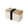Lonchera Calentable Estilo Japonés con Grano de Madera Transfronteriza, Segura para Microondas, Caja Bento Doble Capa Dividida, Fabricante Agrega Logo Impreso