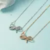 2020 Nova Gargantilha com Pingente de Laço Brilhante de Diamante de Camada Dupla, Corrente para Clavícula, Estilo de Celebridade da Internet de Alto Padrão, Recomendado pelo Little Red Book para Namoradas