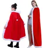 Capa de Veludo Dourado Vermelho de Natal Capa para Homens e Mulheres Capa de Natal Fantasia Roupas de Performance Festa Adulto
