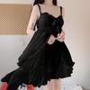 Cárdigan estilo princesa dulce transfronterizo, ropa de casa, camisón negro de alta calidad, conjunto de dos piezas estilo palacio para mujer, venta al por mayor