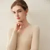 Suéter de punto 100% cachemir puro, nuevo jersey de otoño e invierno ajustado para mujer, suéter básico de color liso