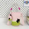 Bolsa Patchwork Bordada para Gato Padre-Hijo, Bolso Cruzado Cilíndrico, Bolso de Hombro, Bolso de Lona de Dibujos Animados, Bolso de Mano con Colgante