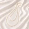 Cheongsam Colar de Pérolas de Vidro Dupla camada Longa Multi-camada Clavícula Cadeia Jóias Femininas Colar Colar Vintage Sweater Cadeia