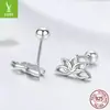 Yinziyun Nuevos Pendientes Elegantes de Flor de Loto en Plata de Ley S925 para Mujer Pendientes Sencillos de Flor Plateados en Toda su Superficie Bse024