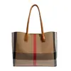 Bolsa de Compras Grande a Cuadros Nueva para Primavera/Verano 2026 Bolsa Grande para Viajes Diarios de Mujer Bolso Tote de Hombro Único Color Block