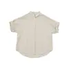 Camisa de Ramio con Dobladillo de Buen Ajuste para Mujer, Nuevo Estilo Primavera Temprana 2026, Cuello Campana, Elegante, Favorecedor, Casual, Moderno, Top de Color Sólido