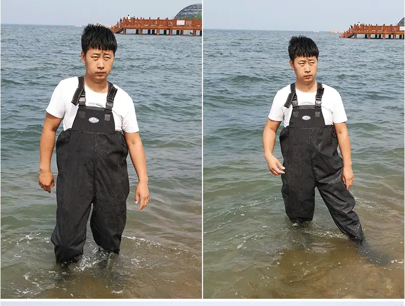 黑色半身背带下水裤,户外涉水裤,下水裤,钓鱼捕鱼服