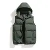 Colete de algodão transfronteiriço para homens, novo colete com capuz plus size outono e inverno, colete de algodão liso para homens em estoque para comércio exterior
