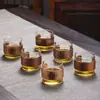 Vaso de Agua de Vidrio de Borosilicato Alto con Anillo de Madera Antiescaldante, Té de Flores, Té de Frutas, Taza de Té Pequeña, Taza para Beber Té en la Sala de Estar, Taza de Juego de Té