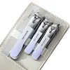 Cortauñas Gradiente Portátil Set de 4 Piezas Manicura Profesional Borde Biselado Grande y Pequeño Acero Inoxidable Cortauñas Set con Estuche Giratorio