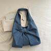 2025 Nueva Moda Bolso de Hombro de Mezclilla Simple Exquisito Lazo Nicho Tote para Ir al Trabajo