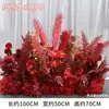 Arreglos florales de boda en rojo, arreglos de suelo estilo chino, flores artificiales, decoraciones de pasillo para bodas rústicas, nuevas decoraciones florales de arte para bodas