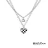 Collar apilado de doble capa con diseño de tablero de ajedrez estilo frío de Ins, diseño nicho, cadena para clavícula personalizada, cadena para suéter de invierno