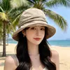 Sombrero de Sol de Color Sólido Simple Estilo Japonés para Mujer, Temporada de Primavera y Verano, Sombrero de Pescador Versátil Casual con Borde Enrollado, Protección UV Cubre Rostro