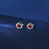 Pendientes de Plata Pura S999 con Cinnabario Candado de la Fortuna Pendientes de Año Nuevo 2025 Año del Serpiente para Mujer, Tachuelas de Año Zodiacal, Tipo Tornillo Colgante