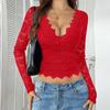 Di Yun Comercio Transfronterizo Primavera/Verano 2026 Europeo y Americano Comercio Exterior Y2K Sexy Escote en V Profundo Hueco Estilo Dulce y Picante Encaje Jersey Superior Ropa de Mujer