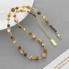 Collar de Piedra Ojo de Tigre Estilo Mismo de Dilireba para Otoño e Invierno, Color Castaño, Lujo Ligero, Sensación de Alta Gama, Cadena de Clavícula en Capas