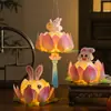 Linternas del Festival de Medio Otoño para Niños, Linternas de Mano de Conejo y Loto Estilo Tradicional, Decoraciones Colgantes, Kit de Manualidades DIY para Padres e Hijos de Jardín de Infancia